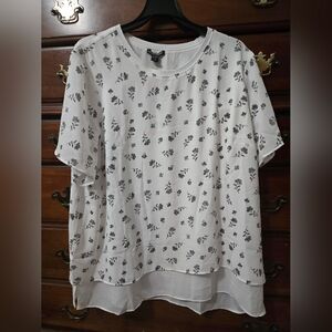 Floral Print White Top